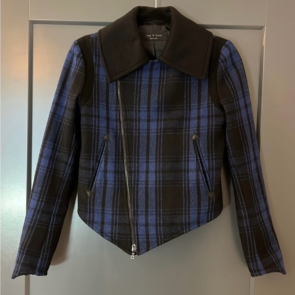Rag & Bone blue and black wool blazer